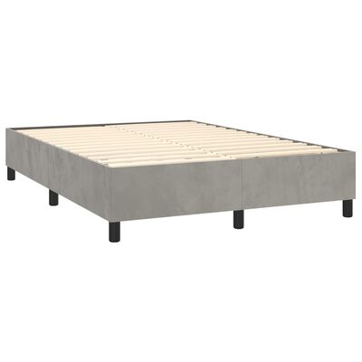 vidaXL Boxspringbett mit Matratze Hellgrau 140x200 cm Samt