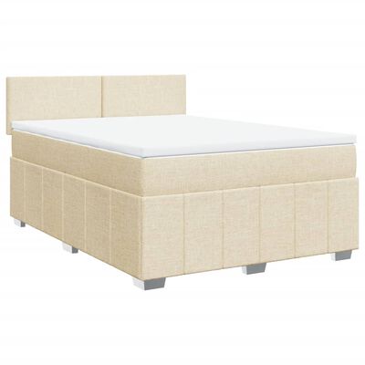 vidaXL Boxspringbett mit Matratze Creme 140x190 cm Stoff