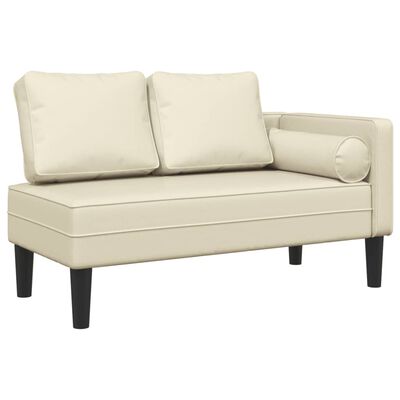 vidaXL Chaiselongue mit Kissen Creme Kunstleder