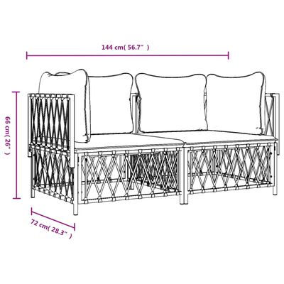 vidaXL 2-tlg. Garten-Lounge-Set mit Kissen Anthrazit Stahl