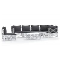 vidaXL 7-tlg. Garten-Lounge-Set mit Kissen Weiß Stahl