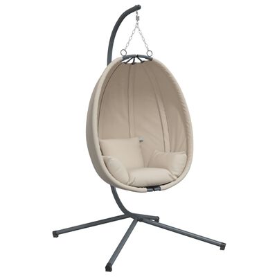 vidaXL Hängesessel Ei-Design mit Ständer Beige Stoff und Stahl