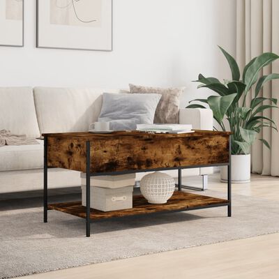 vidaXL Couchtisch Räuchereiche 100x50x50 cm Holzwerkstoff und Metall