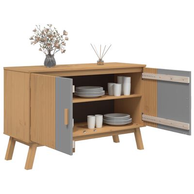 vidaXL Sideboard OLDEN Grau und Braun 114x43x73,5 cm Massivholz Kiefer