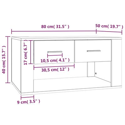 vidaXL Couchtisch Braun Eichen-Optik 80x50x40 cm Holzwerkstoff