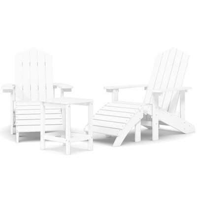 vidaXL Adirondack-Gartenstühle mit Hocker & Tisch HDPE Weiß