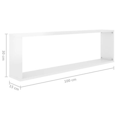 vidaXL Würfelregale 4 Stk. Hochglanz-Weiß 100x15x30 cm Holzwerkstoff