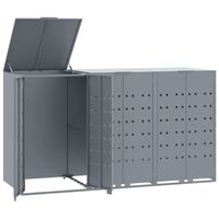 vidaXL Mülltonnenbox für 3 Tonnen Grau 207x79x117 cm Stahl