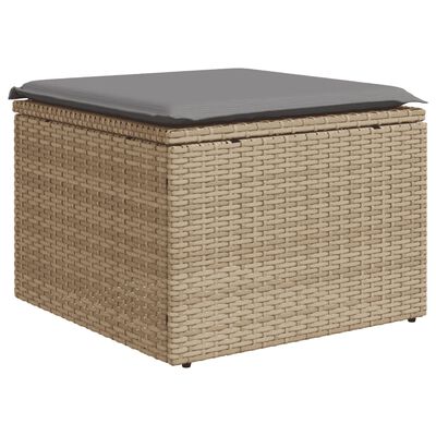 vidaXL 7-tlg. Garten-Sofagarnitur mit Kissen Beige Poly Rattan