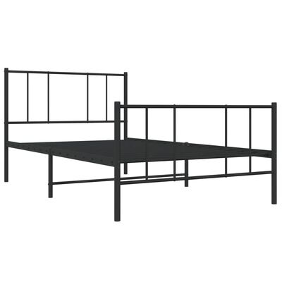 vidaXL Bettgestell mit Kopf- und Fußteil Metall Schwarz 75x190 cm