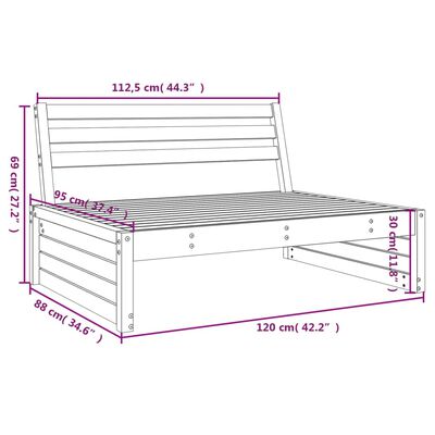 vidaXL Garten-Mittelsofa 120x80 cm Massivholz Douglasie