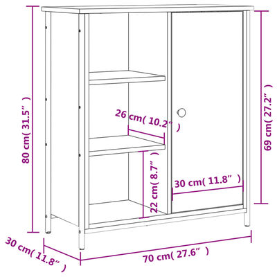 vidaXL Sideboard Räuchereiche 70x30x80 cm Holzwerkstoff