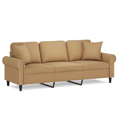 vidaXL 3-Sitzer-Sofa mit Zierkissen Braun 180 cm Samt