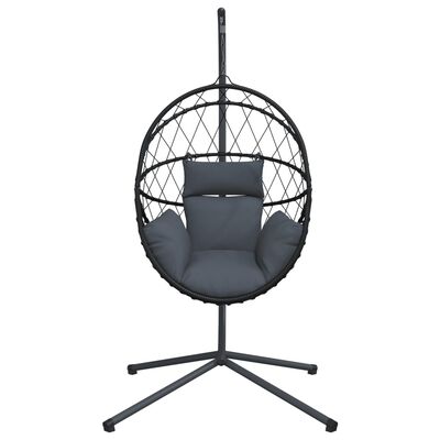 vidaXL Hängesessel Ei-Design mit Ständer Anthrazit Rattan und Stahl