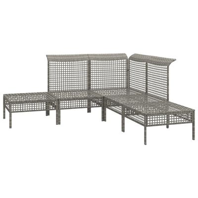 vidaXL 5-tlg. Garten-Lounge-Set mit Kissen Grau Poly Rattan