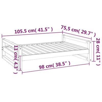 vidaXL Hundebett Honigbraun 105,5x75,5x28 cm Massivholz Kiefer