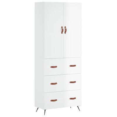 vidaXL Highboard Hochglanz-Weiß 69,5x34x180 cm Holzwerkstoff