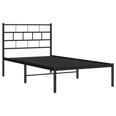 vidaXL Bettgestell mit Kopfteil Metall Schwarz 90x200 cm