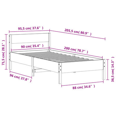 vidaXL Massivholzbett ohne Matratze Weiß 90x200 cm Kiefernholz