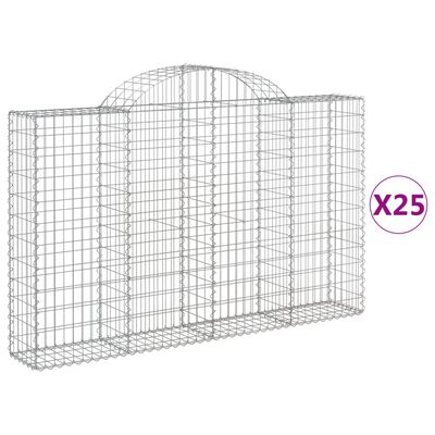 vidaXL Gabionen mit Hochbogen 25Stk. 200x30x120/140cm Verzinktes Eisen