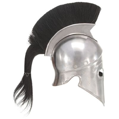 vidaXL Griechischer Krieger-Helm Antik Replik für LARP Silbern Stahl