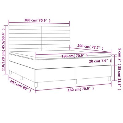 vidaXL Boxspringbett mit Matratze & LED Creme 180x200 cm Stoff