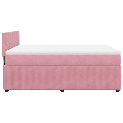 vidaXL Boxspringbett mit Matratze Rosa 140x200 cm Samt