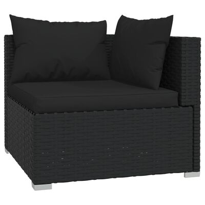 vidaXL 9-tlg. Garten-Lounge-Set mit Kissen Poly Rattan Schwarz