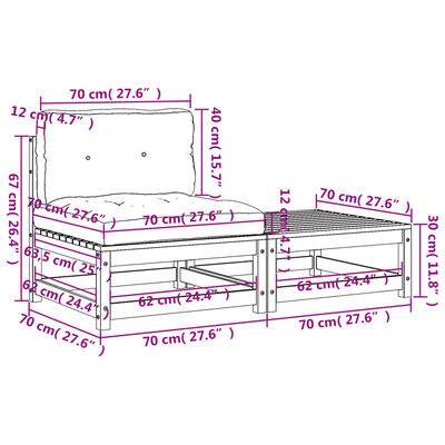 vidaXL Gartensofa ohne Armlehnen mit Kissen und Hocker