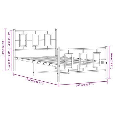 vidaXL Bettgestell mit Kopf- und Fußteil Metall Weiß 100x200 cm