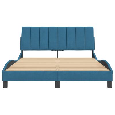 vidaXL Bettgestell mit Kopfteil Blau 140x190 cm Samt