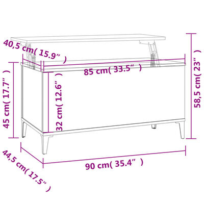 vidaXL Couchtisch Sonoma-Eiche 90x44,5x45 cm Holzwerkstoff