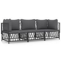 vidaXL 3-tlg. Garten-Lounge-Set mit Kissen Anthrazit Stahl