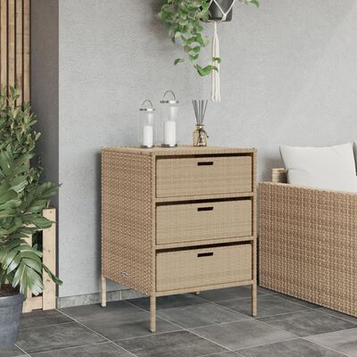 vidaXL Gartenschrank Beige 55x59x80 cm Poly Rattan