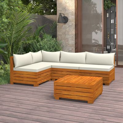 vidaXL 5-tlg. Garten-Lounge-Set mit Kissen Massivholz Akazie