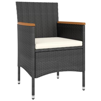 vidaXL 5-tlg. Garten-Bistro-Set Poly Rattan Massivholz Akazie Schwarz