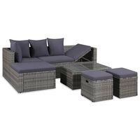 vidaXL 4-tlg. Garten-Lounge-Set mit Auflagen Poly Rattan Grau