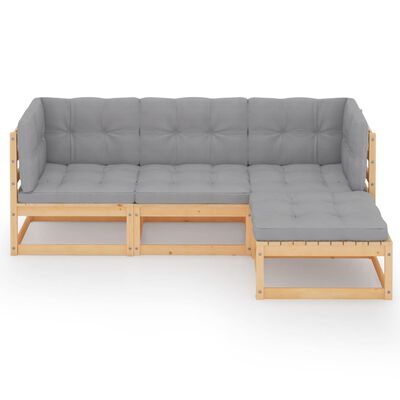 vidaXL 4-tlg. Garten-Lounge-Set mit Kissen Kiefer Massivholz