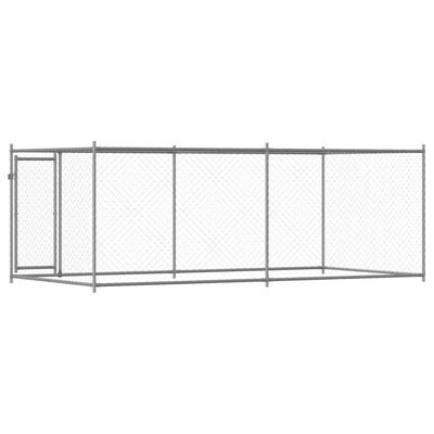 vidaXL Hundezwinger mit Tür Grau 4x2x1,5 m Verzinkter Stahl