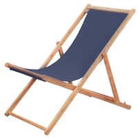 vidaXL Strandstuhl Klappbar Stoff und Massivholz Blau