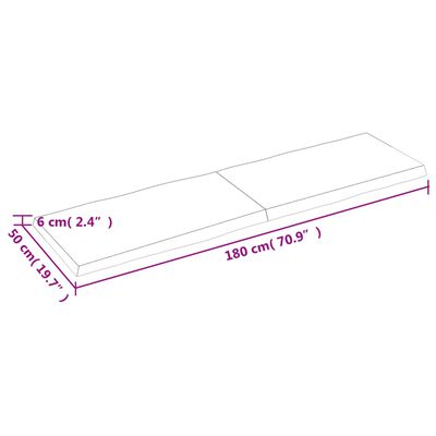 vidaXL Tischplatte 180x50x(2-6) cm Massivholz Behandelt Baumkante