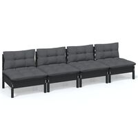 vidaXL 4-Sitzer-Gartensofa mit Anthrazit Kissen Massivholz Kiefer