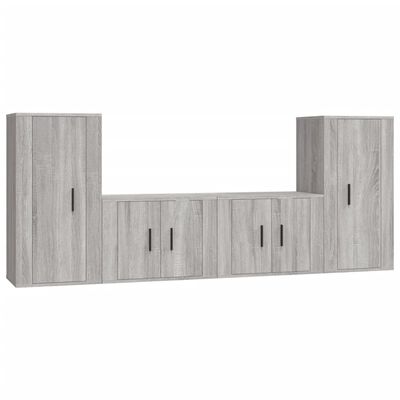 vidaXL 4-tlg. TV-Schrank-Set Grau Sonoma Holzwerkstoff