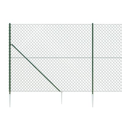 vidaXL Maschendrahtzaun mit Bodenhülsen Grün 1,4x10 m