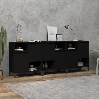 vidaXL Sideboards 3 Stk. Schwarz 60x35x70 cm Holzwerkstoff