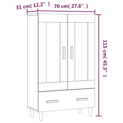 vidaXL Highboard Weiß 70x31x115 cm Holzwerkstoff