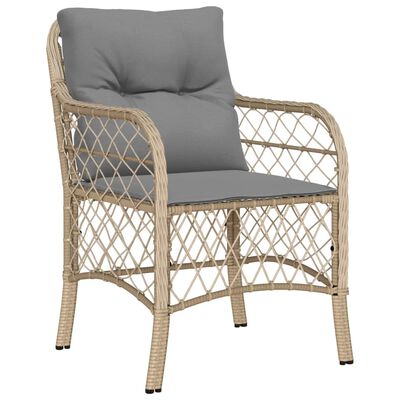 vidaXL 3-tlg. Bistro-Set mit Kissen Beigemischung Poly Rattan