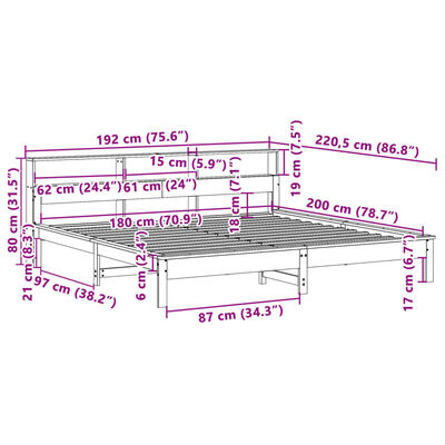 vidaXL Massivholzbett ohne Matratze Weiß 180x200 cm Kiefernholz