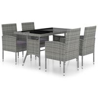 vidaXL 5-tlg. Garten-Essgruppe Poly Rattan Anthrazit und Grau