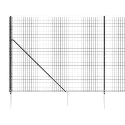 vidaXL Maschendrahtzaun mit Bodenhülsen Anthrazit 1,6x25 m